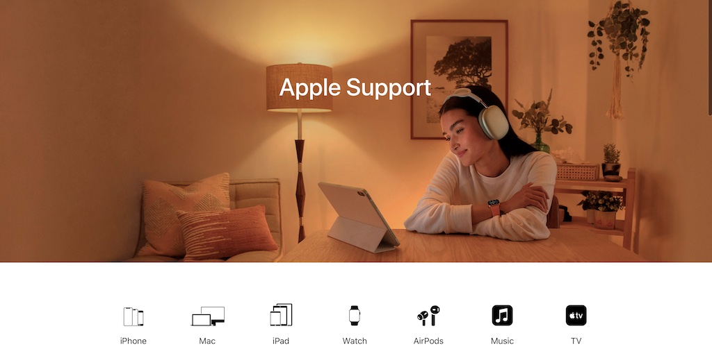 Stary design strony wsparcia Apple